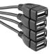 4-Port USB 2.0 Hub High-Speed Data Splitter for PC and Laptop, Black