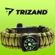 5-in-1 Paracord Survival Bracelet with Compass, Green