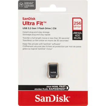 USB Flash Drive SanDisk Cruzer Ultra Fit 256GB USB 3.1 SDCZ430-256G-G46, Black