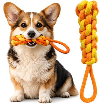 Braided Dog Rope Toy for Tugging and Fetching, 29 cm