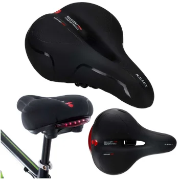 Rallex Sports Bicycle Saddle with Elastic Foam and LED Light, Black