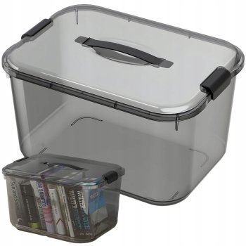 Storage Box with Lid and Handle, 20L, Black
