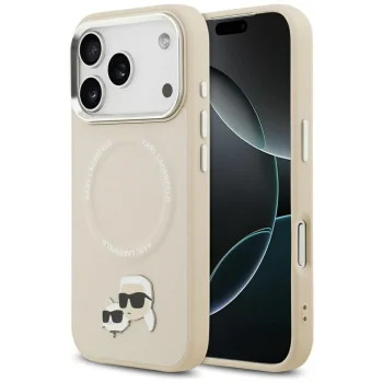 Karl Lagerfeld iPhone 17 Pro Case MagSafe Karl & Choupette Heads, Grey