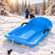 Blue plastic sledge with backrest and brake handles