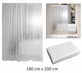 Shower Curtain, 180×200 cm, with Hooks