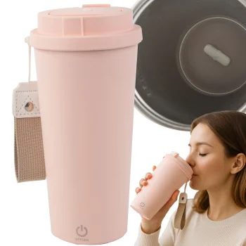 Self-Stirring Mug 350ml, Stainless Steel Insulated Travel Mug, USB Rechargeable
