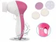 Electric Facial Cleansing Brush and Massager 5-in-1, Pink/White