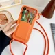 iPhone 17 Pro / 18 Pro Silicone Case with Card Pocket and Crossbody Strap, Orange