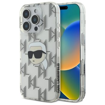 Apple iPhone 16 Pro 6.1'' Karl Lagerfeld IML Karl Head Electroplated Cover Case, Clear