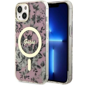 Apple iPhone 14 Plus 6.7'' Guess Flower MagSafe Case Cover (GUHMP14MHCFWSP), Pink