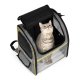 Large durable expandable pet backpack carrier for cat or dog, grey