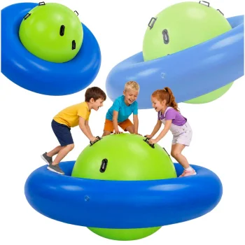 Inflatable Balance Rocker for Kids with Handles, 3-Seater