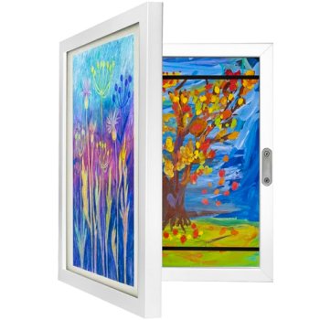 Kruzzel Front-Opening Kids Art Frame for A4 Artwork Storage 25418, White