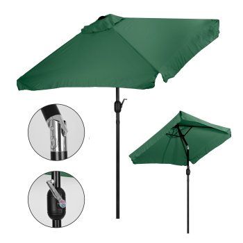 MultiGarden Rectangular Tilting Garden Parasol with Crank 200x140 cm, Green