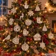 Wooden Christmas Tree Ornaments, Decorations, 20 Pcs, White