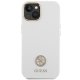 Чехол Guess Silicone Logo Strass 4G для iPhone 15 - белый