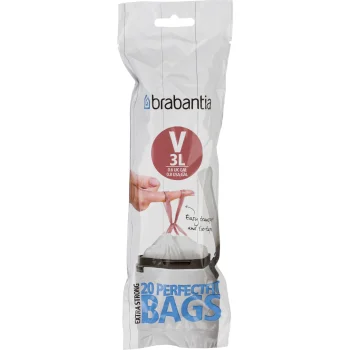 Brabantia PerfectFit Bin Liners Type V, 3 L, 20 Bags, White