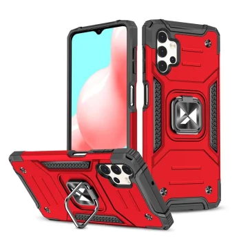 Wozinsky Ring Armor Hybrid Case for Samsung Galaxy A73 with Ring Holder, Red