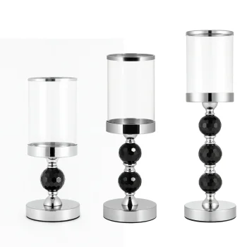 Set of 3 Decorative Candle Holders, Black