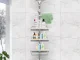 Telescopic Corner Bathroom Shelf, 4 Tiers, White