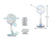 Foldable Wireless Desk Fan with LED Lamp, Blue