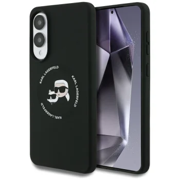 Karl Lagerfeld Samsung Galaxy S25 Edge Case Magnetic Silicone Double Heads, Black