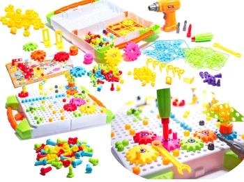 Kids Educational Constructor Building Blocks Pins Screws + Screwdriver, 181 pcs.