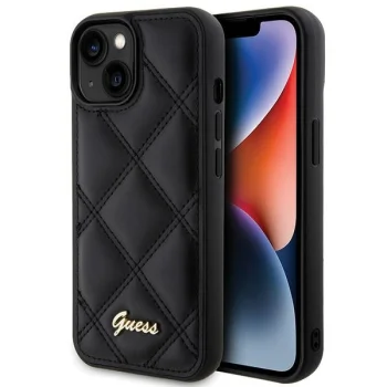 Guess iPhone 15 Case Quilted Metal Logo, Black