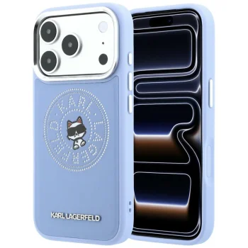Karl Lagerfeld Point & Choupette Sketch MagSafe dėklas iPhone 18 Pro / 17 Pro, mėlynas