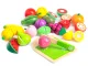ECOTOYS Wooden Cutting Play Food Fruit Set 20 Pieces for Toddlers
