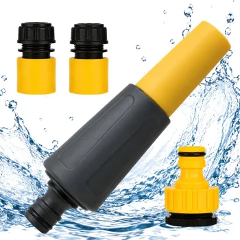 Garden Hose Spray Gun with Connectors, Yellow-Black