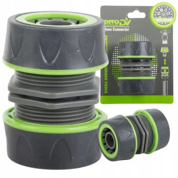 Garden Hose Repair Connector DIVODV 3/4", ABS + Rubber, Green/Black