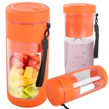 Portable Cordless Smoothie Blender 450ml USB Rechargeable, Orange