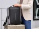 Anti-theft hard shell business laptop backpack with USB and lock, grey