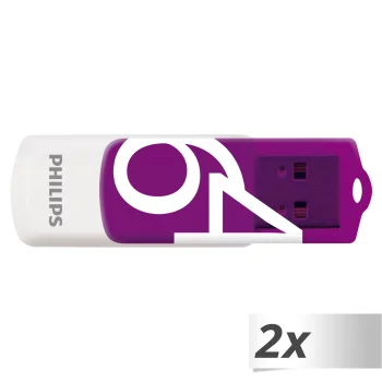 Philips Vivid Edition USB 2.0 Flash Drive 64GB 2-Pack, Purple / White