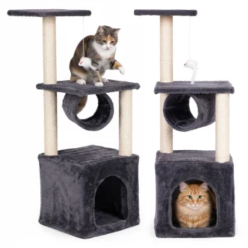 Cat Scratching Post with House Petsi, 94 cm, Grey