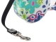Retractable Dog Leash with Lock, 5m, up to 15kg, White with Flowers