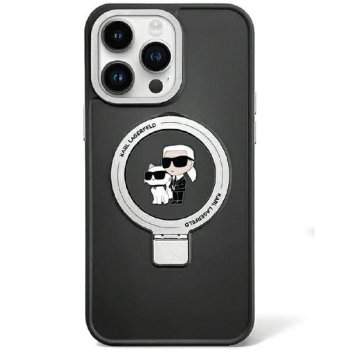 Apple iPhone 13 Pro 6.1" Karl Lagerfeld Ring Stand Karl&Choupette MagSafe Case Cover (KLHMP13LHMRSKCK), Black