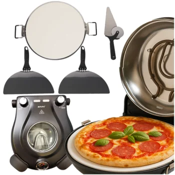 Ruhhy 1200W Electric Pizza Oven with Ceramic Stone, Black