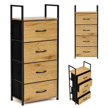 ModernHome Storage Unit with 4 Fabric Drawers, 40.5 x 24 x 101.5 cm