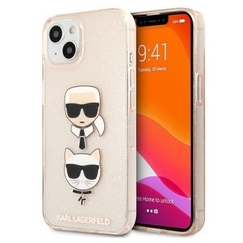Apple iPhone 13 mini 5.4'' Karl Lagerfeld Glitter Karl`s & Choupette Cover Case, Gold