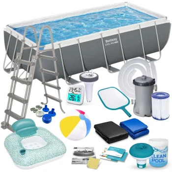 Bestway 56441 Frame Pool 404 x 201 x 100 cm, 18-in-1 Set
