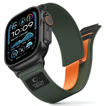 Tech-Protect Nylon Elite dirželis Apple Watch 44/45/46/49 mm, žalias / oranžinis