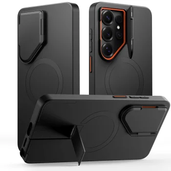 Tech-Protect Kevlar Aura MagSafe Case for Samsung Galaxy S26 Ultra, Black and Orange