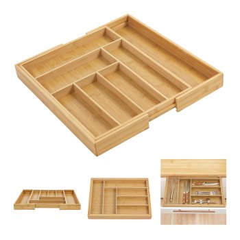 GreenBlue GB379 Expandable Bamboo Cutlery Organizer, 325-500x430x45mm