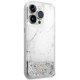 Guess iPhone 14 Pro Case Liquid Glitter Marble, White