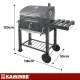 Kaminer Charcoal Grill with Lid and Cast Iron Grate, 116x55x120 cm, Black