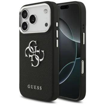 Guess Grained Big 4G Classic Logo Case for iPhone 17 Pro - Black