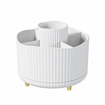 360 Rotating Makeup Organizer for Vanity, Desk, and Countertop, White