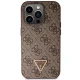 Guess iPhone 14 Pro Case PU Leather Metal Logo Strass Crossbody, Brown